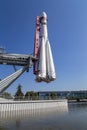 Spaceship Vostok monument to the first Soviet rocket shown at VDNKH park in Moscow, Russia