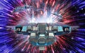 Spaceship and warp drive Royalty Free Stock Photo