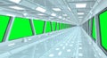 Spaceship white corridor 3D rendering