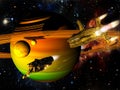 Spaceships battle Royalty Free Stock Photo