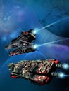 Spaceships in far words Royalty Free Stock Photo