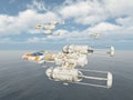 Spaceships over the ocean