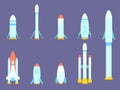 Spaceships and rockets set isolated. Space rocket program. Spaceships for space exploration and flight to Mars. Icon design for Royalty Free Stock Photo