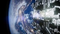 Spaceships in space 3D rendering