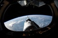 spaceshuttle launch, with view of the earth visible through the window Royalty Free Stock Photo
