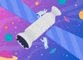 Spacewalk flat color vector illustration