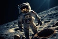 Spacewalk wonder Astronaut in space suit explores the moons surface Royalty Free Stock Photo