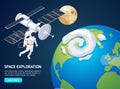 Spacewalking Isometric Banner Background Royalty Free Stock Photo