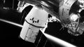 SpaceX Crew Dragon spacecraft is docked to the Space Station. Elements of this image furnished by NASA Royalty Free Stock Photo