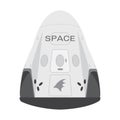 SpaceX space craft, Crew Dragon 2019. Vector rocket Falcon 9 . Cartoon for web, postcard, poster, clothing print.