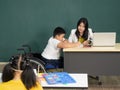 Spacial classroom of disabled kids or autism child learning