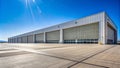 Spacious Aircraft Apron Between Hangars Pristine Concrete Surface for Maintenance and Operations Royalty Free Stock Photo
