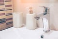Spacious apartment - Modern wash basin in new bathroom interior. Royalty Free Stock Photo