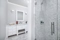 Spacious bathroom in a new construction home in Encino, California Royalty Free Stock Photo
