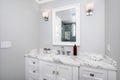 Spacious bathroom in a new construction home in Encino, California Royalty Free Stock Photo