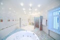 Spacious bathroom with toilet, shower cabin and jacuzzi Royalty Free Stock Photo