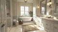 Spacious Bathroom With Two Sinks and Bathtub Royalty Free Stock Photo