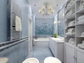 Spacious blue bathroom classic style