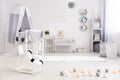 Spacious bright baby room Royalty Free Stock Photo