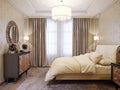 Spacious and Bright Modern Classic bedroom Interior Design Royalty Free Stock Photo