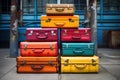 Spacious Colorful travel suitcase. Generate Ai