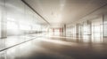 A spacious corridor in a modern office building, a bright empty space with large windows Royalty Free Stock Photo