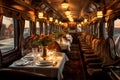Spacious Dining interior train. Generate Ai