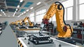 Industrial robotic arm performing precision machining in automated smart factory Royalty Free Stock Photo