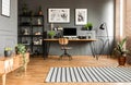 Spacious grey workspace interior Royalty Free Stock Photo