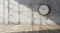 Spacious industrial room featuring rustic wall clock Royalty Free Stock Photo