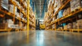 Forklift Operating in Large Industrial Warehouse