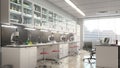 Spacious laboratory interior.