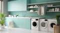 Spacious laundry area in a cozy home.