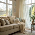 Interior Living Room with Sofa and Window Royalty Free Stock Photo