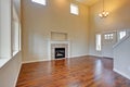 Spacious living room, fireplace and new hardwood floor