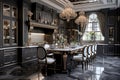 Spacious Luxury kitchen interior. Generate Ai