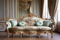 Spacious Luxury room antique. Generate Ai