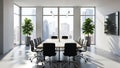 Modern conference room with city view and large windows Royalty Free Stock Photo