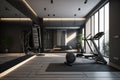 A spacious modern gym. Generative AI