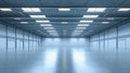 Spacious and Modern Industrial Warehouse Interior with Bright Lighting and Empty Floor Space Royalty Free Stock Photo