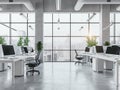 Modern Office with Large Windows and City View Royalty Free Stock Photo