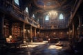 Spacious Old library. Generate Ai Royalty Free Stock Photo