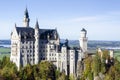 A spacious panoramic view of a romantic ancient castle named Neuschwanstein located in Bavaria Germany Royalty Free Stock Photo