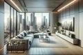 Modern Penthouse Living Room Royalty Free Stock Photo