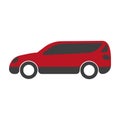 Spacious red family car with big trunk isolated illustration