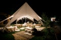 Spacious tent in the garden for a wedding party Royalty Free Stock Photo