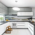 Spacious white kitchen Royalty Free Stock Photo