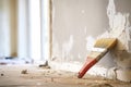 spackling compound with a putty knife in a renovation scene Royalty Free Stock Photo