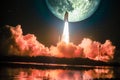 Spacship blazes into the moon mission
