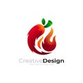 Spacy logo with fire design template, red color